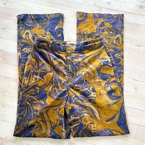 Urban Outfitters Blue and Gold Marble Flare Pants